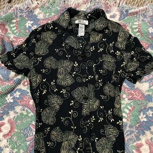 Vintage Leafy Long Dress (Button up)